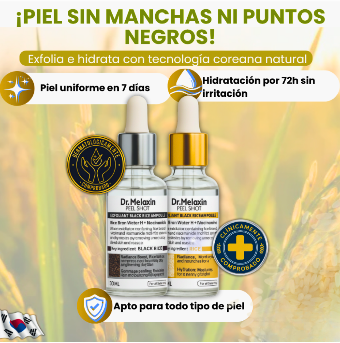 DrMelaxin™ | Kit de Ampollas exfoliantes de Arroz Blanco & Arroz Negro 30ml