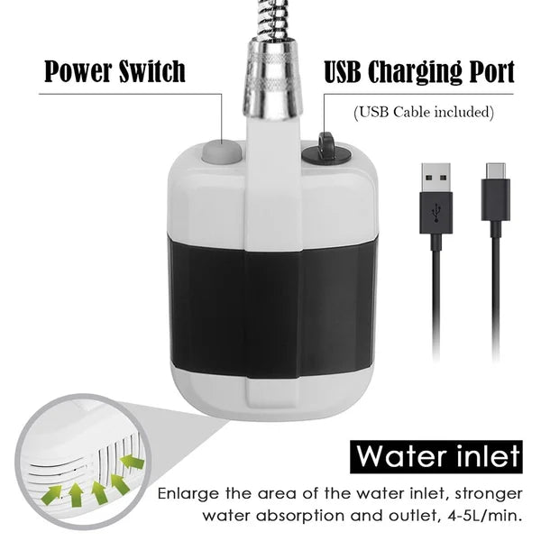 Ducha eléctrica portátil para exteriores - Ducha de mano para viajes, senderismo y jardinería
