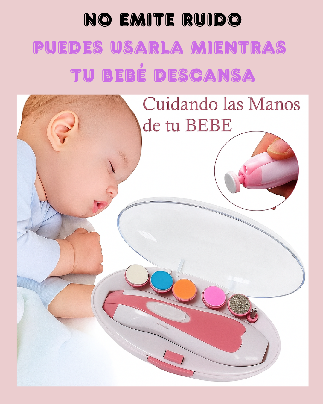 Limababy™ - Cortauñas eléctrico para bebé con 6 cabezales, silencioso y seguro