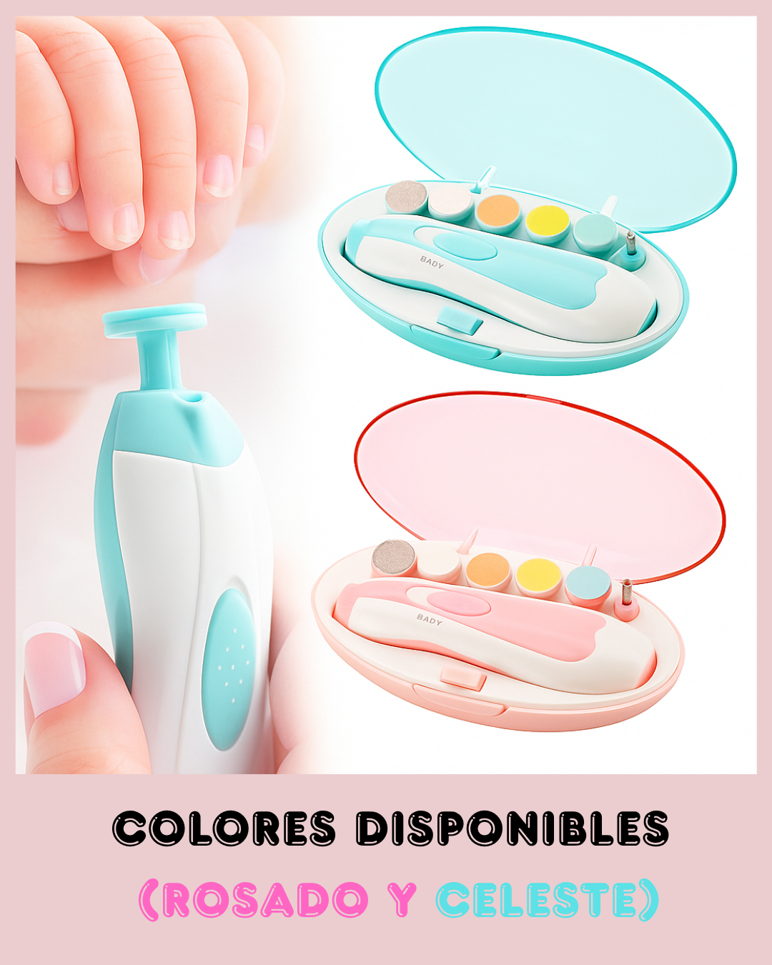 Limababy™ - Cortauñas eléctrico para bebé con 6 cabezales, silencioso y seguro