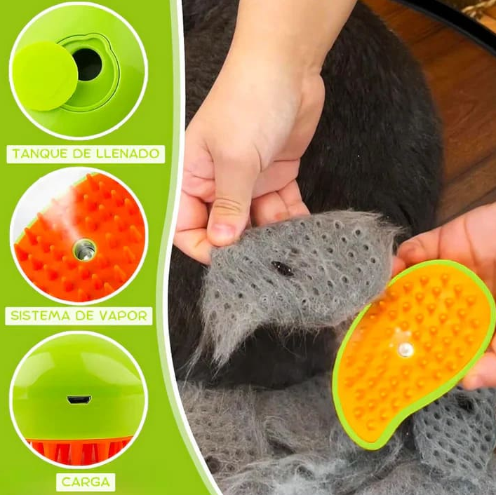 CEPILLO SPA PET™ - CEPILLO A VAPOR PARA MASCOTAS 3 EN 1