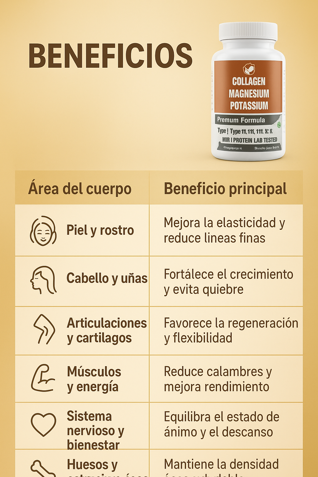 Vitaglow™ – Complejo Multicolágeno con magnesio y potasio (100 cápsulas)