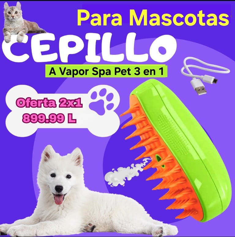 CEPILLO SPA PET™ - CEPILLO A VAPOR PARA MASCOTAS 3 EN 1