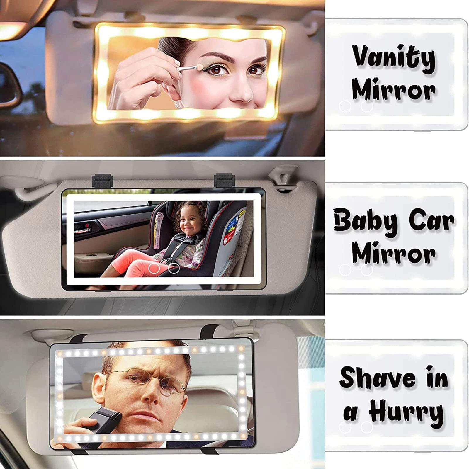 MirrorLux 3-Tono ™ - Espejo de Lujo LED para auto
