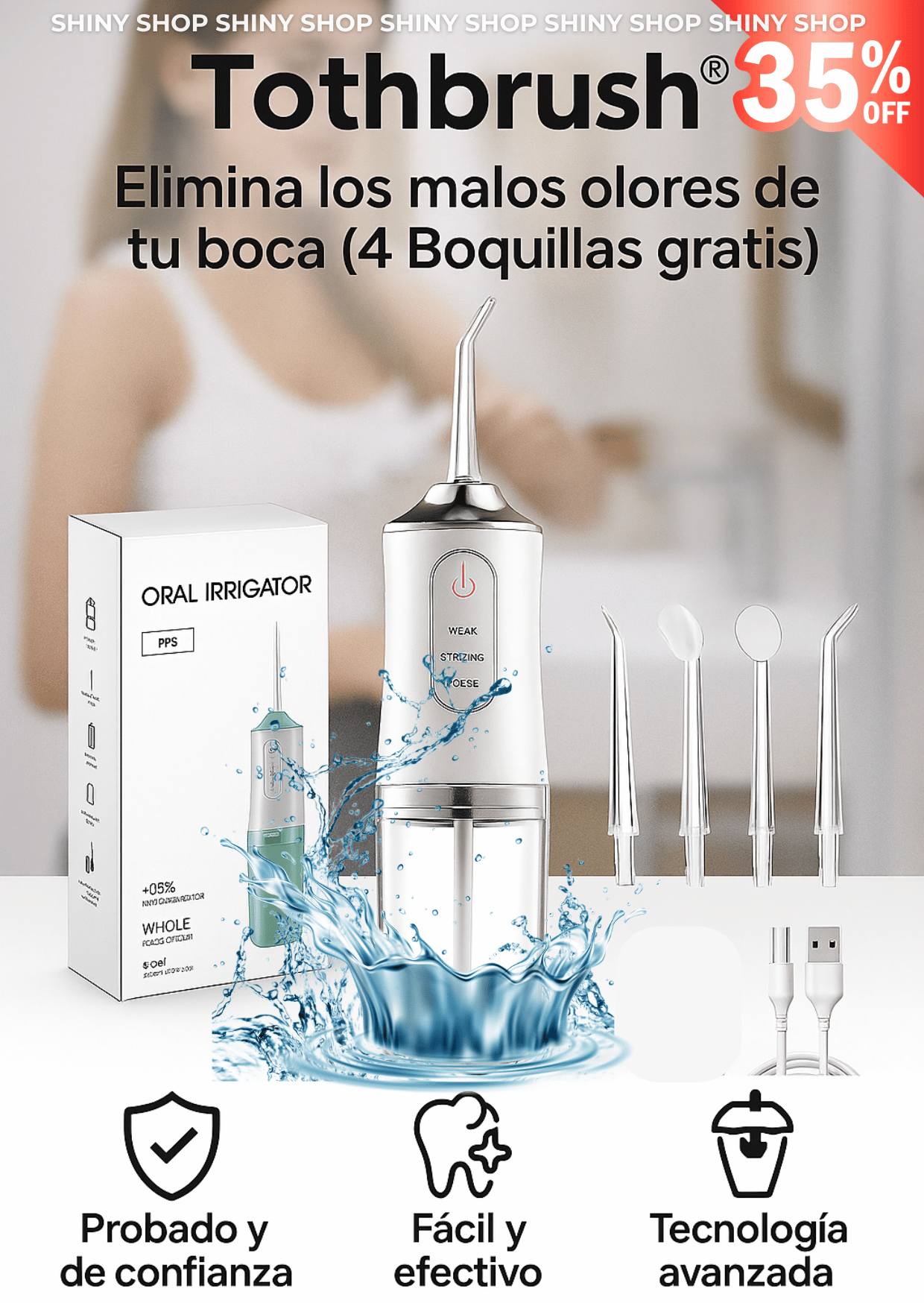 🦷 Tothbrush®I Elimina los malos olores de tu boca (4 Boquillas gratis)
