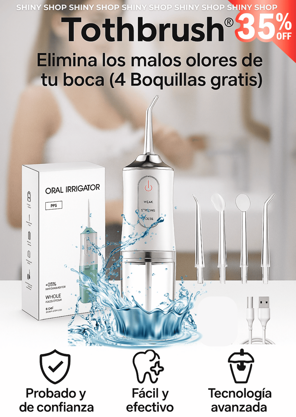 🦷 Tothbrush®I Elimina los malos olores de tu boca (4 Boquillas gratis)